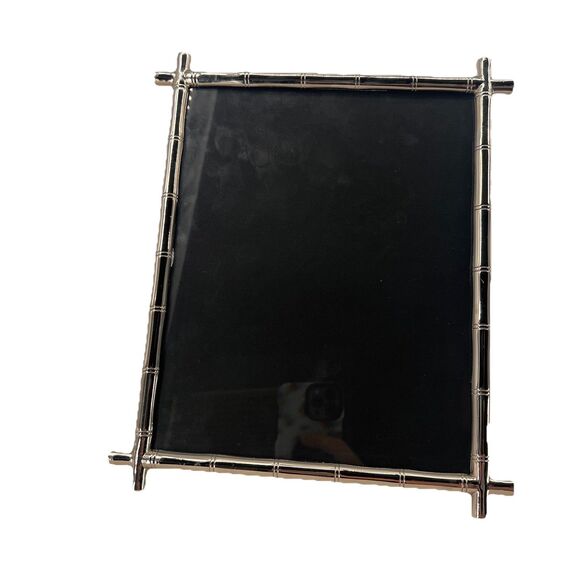 Pottery Barn Silver Metal Bamboo Picture Photo Frame 8" x 10" #2000G - Picture 1 of 9